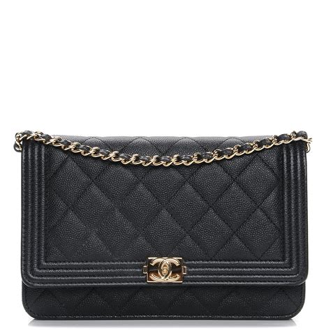 chanel boy woc black caviar|CHANEL Caviar Quilted Boy Wallet On Chain WOC Black.